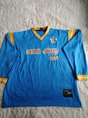 Vintage Sean John 1969 Collection Jersey- Blue/Yellow -Size XL